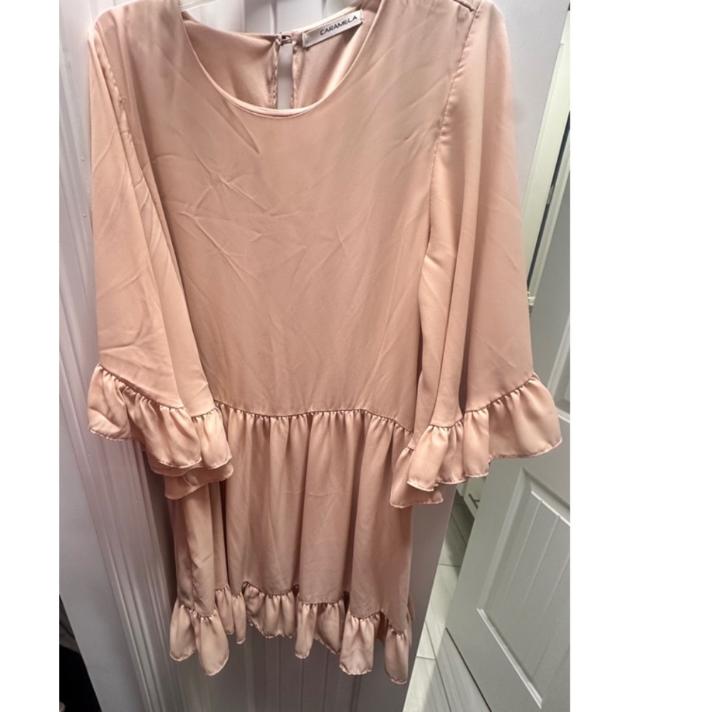 Caramela Wide Sleeve Dress - Size L - Blush